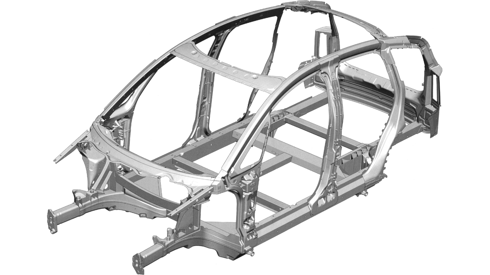 На фото: Алюминиевая пространственная рама Audi A2