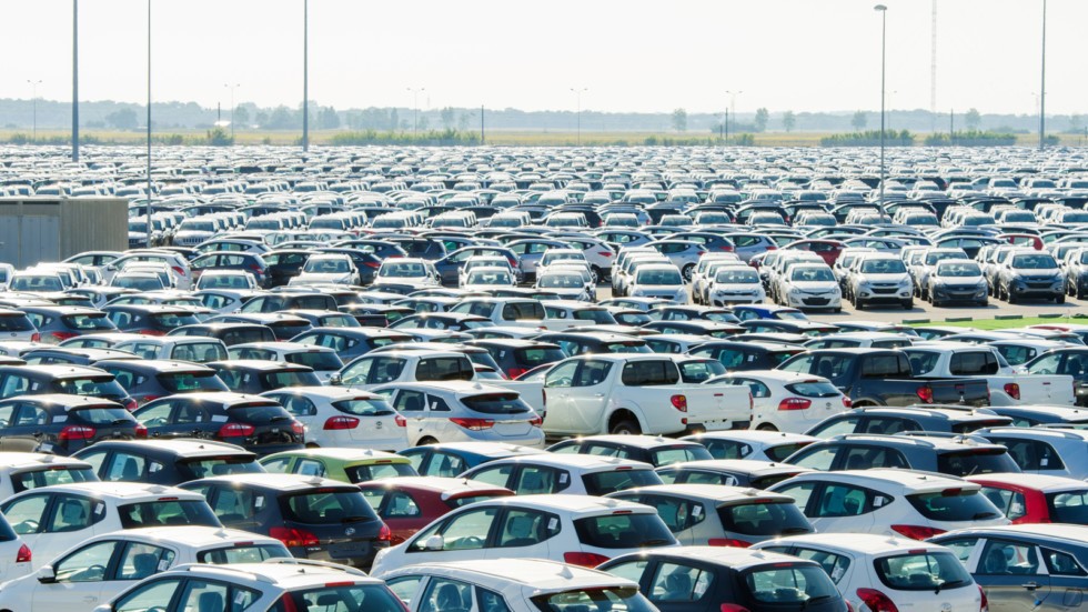 TUSCANY, ITALY — 27 June: New cars parked at distribution center