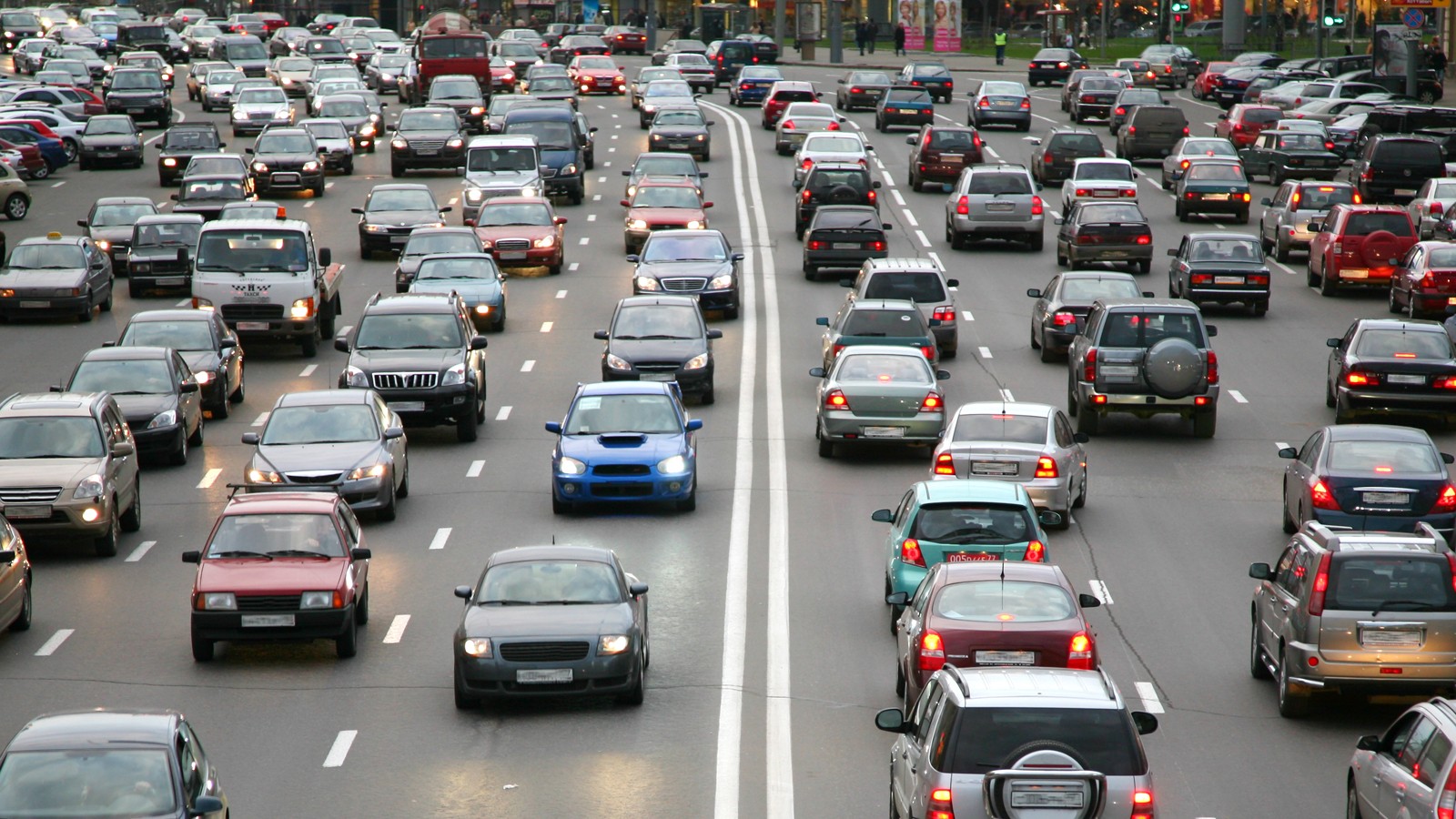 many cars on road