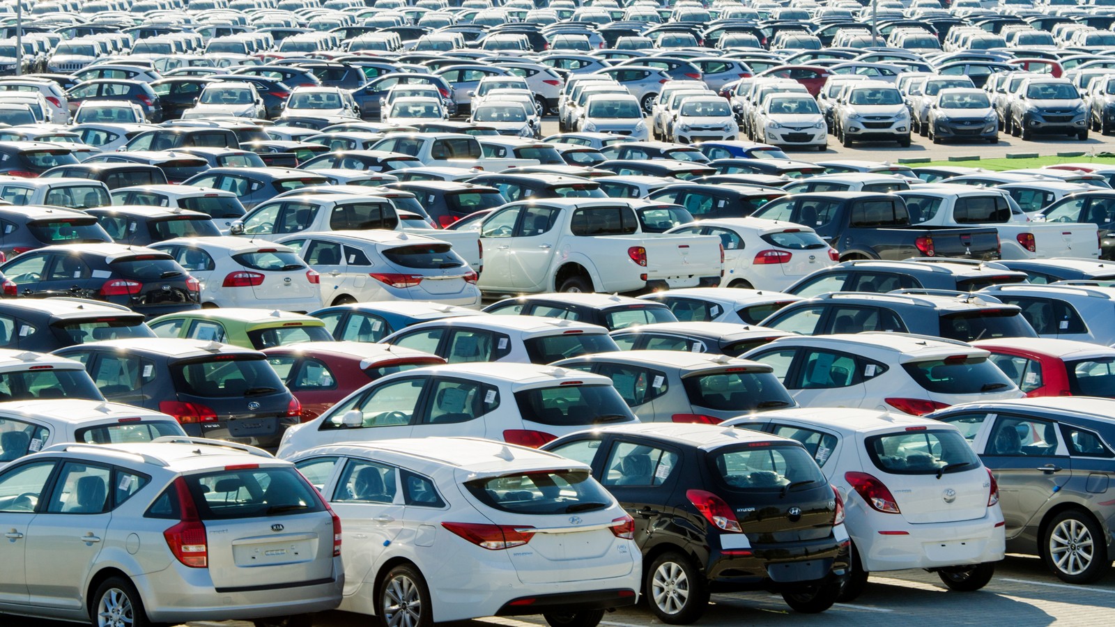TUSCANY, ITALY — 27 June: New cars parked at distribution center