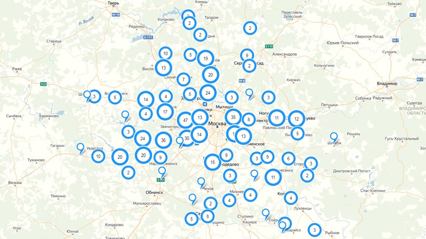 Карта с камерами видеофиксации москва и московская область