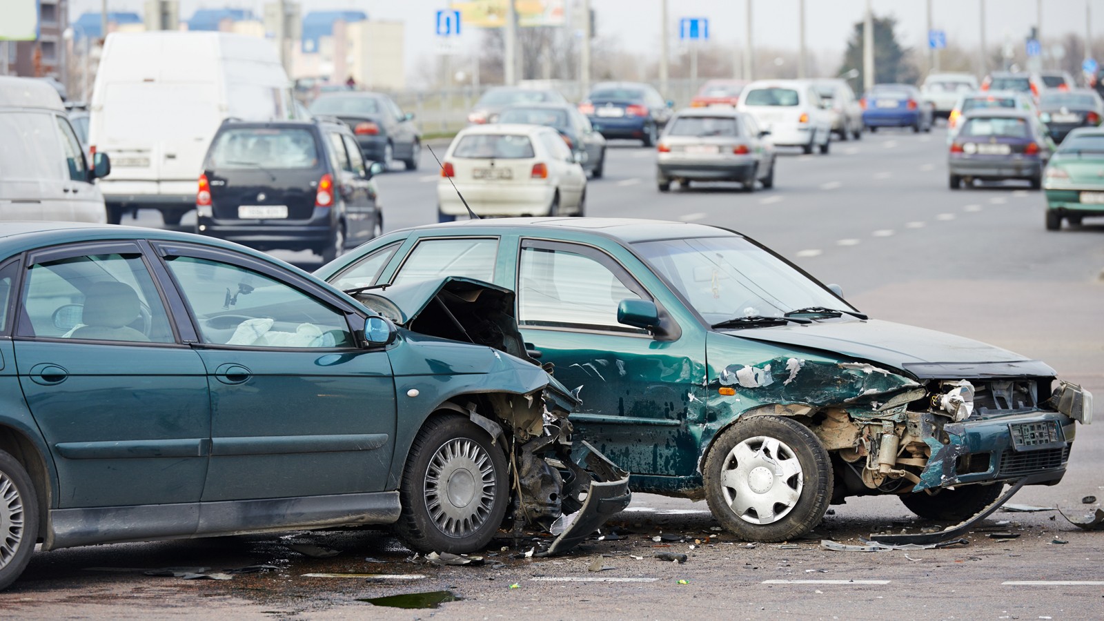 car crash collision in urban street