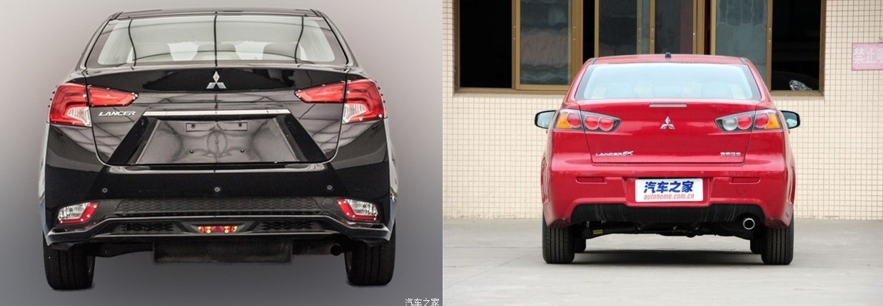 На фото Mitsubishi Lancer. Слева новый, справа старый