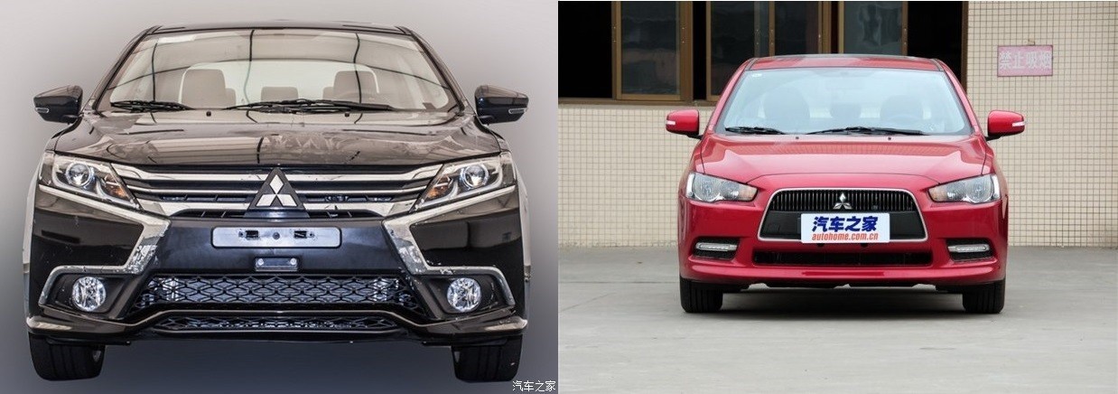 На фото Mitsubishi Lancer. Слева новый, справа старый