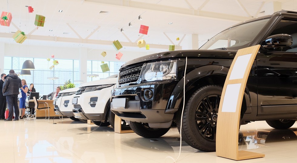 Moscow, Russia, December, 3, 2014: cars in a showroom of a car trading center in Moscow, Russia