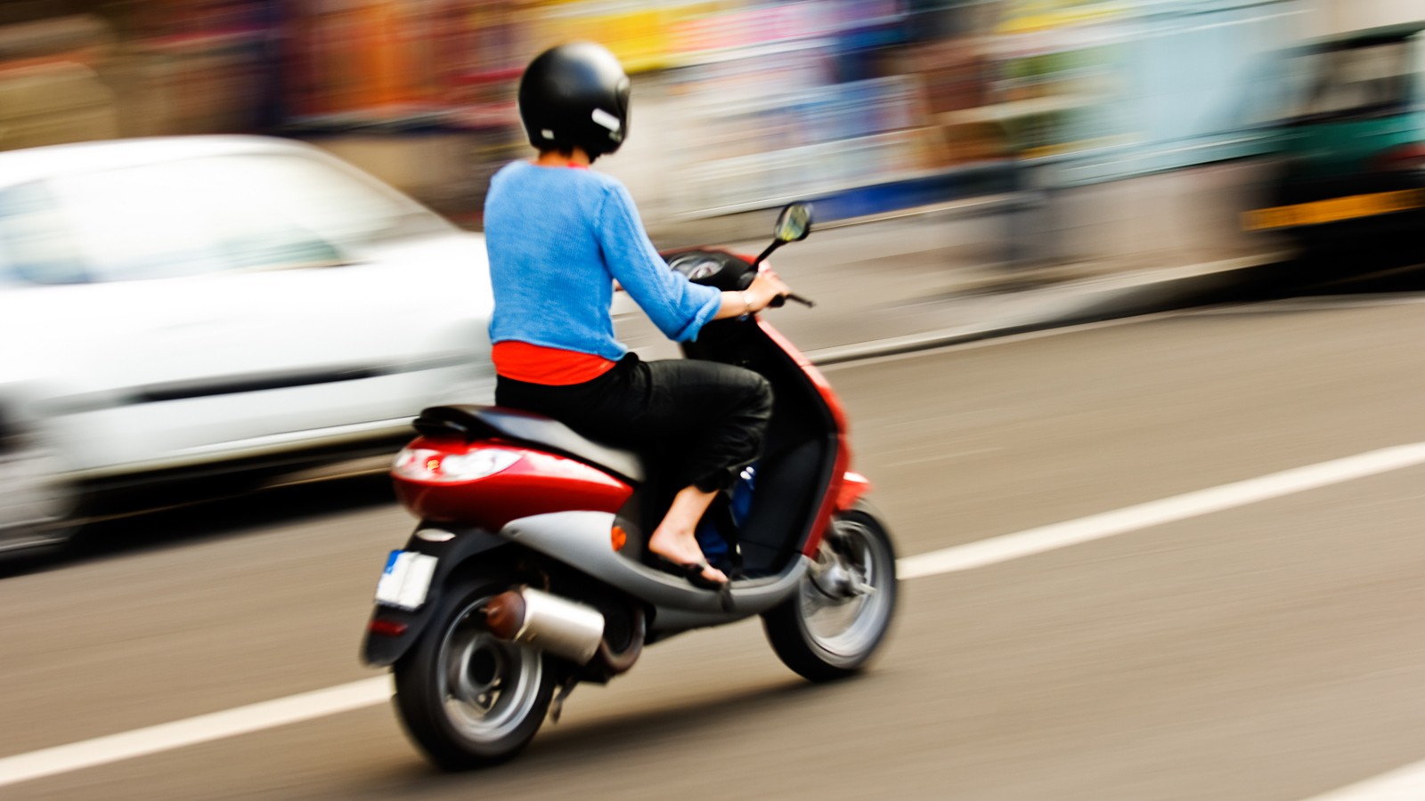 Riding a scooter