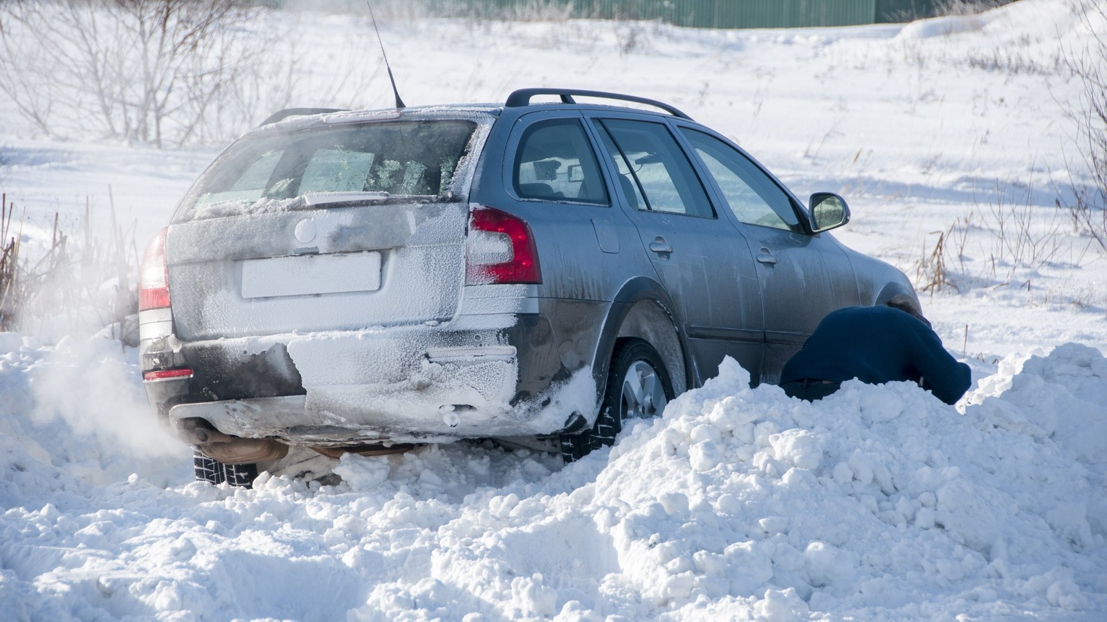 car stuck in the snow