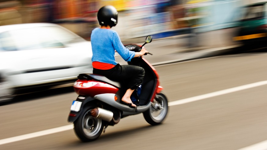 Riding a scooter