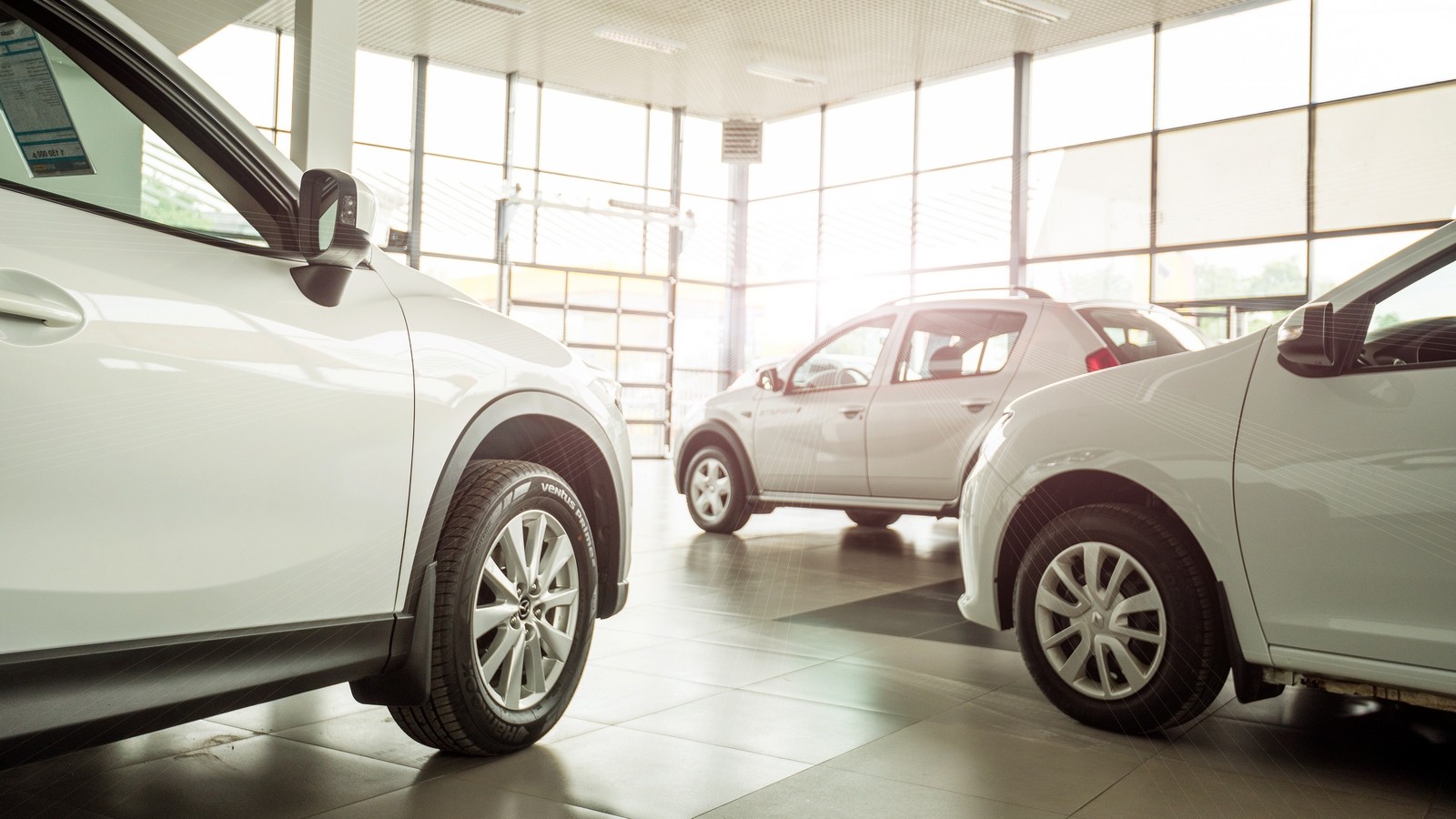 New cars at dealer showroom