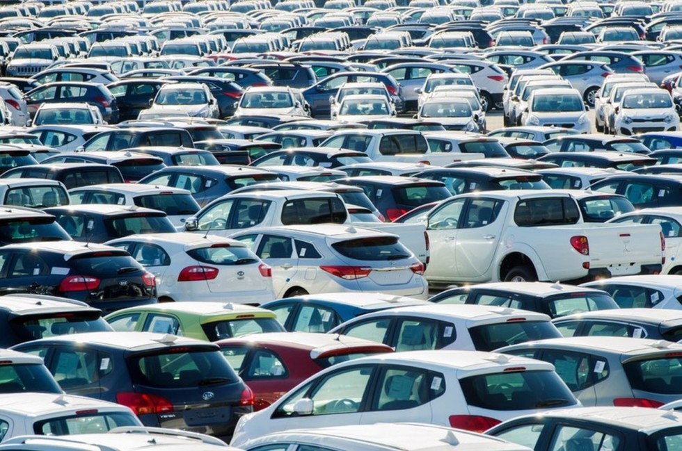TUSCANY, ITALY — 27 June: New cars parked at distribution center