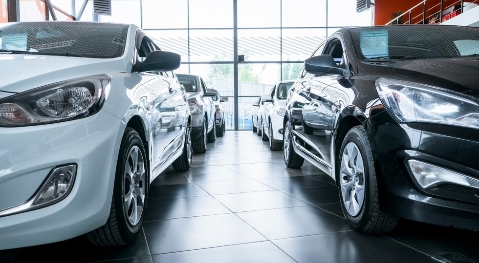 New cars at dealer showroom