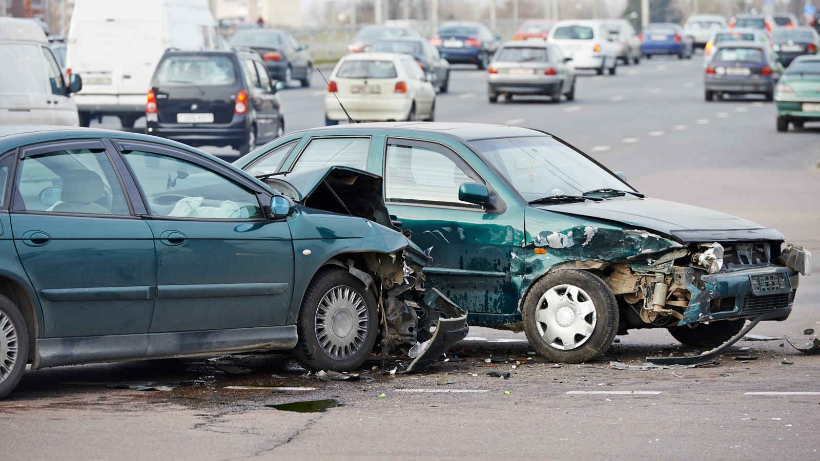 car crash collision in urban street