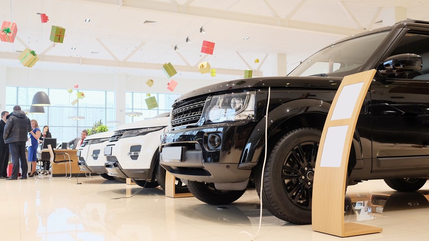Moscow, Russia, December, 3, 2014: cars in a showroom of a car trading center in Moscow, Russia
