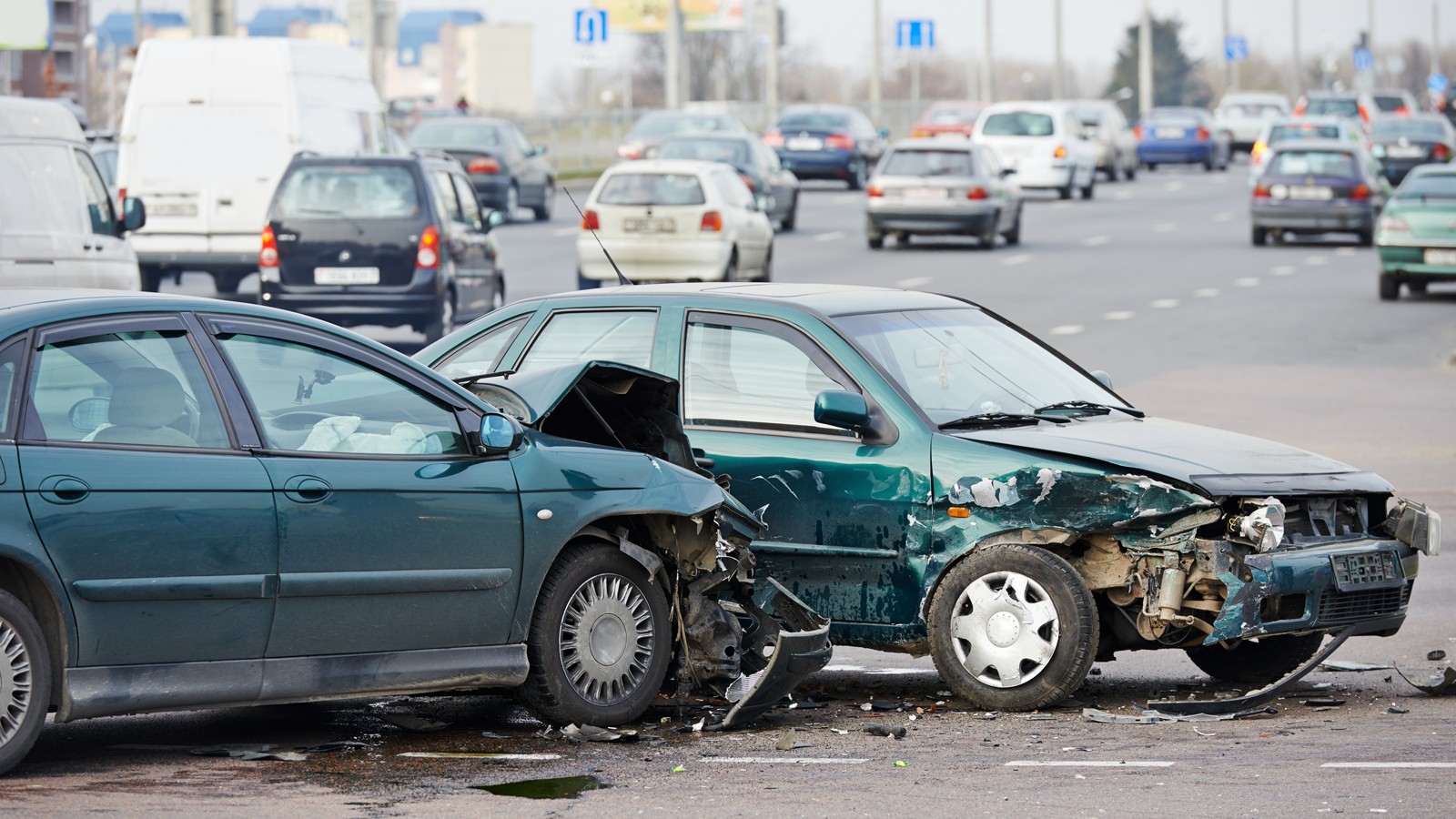car crash collision in urban street