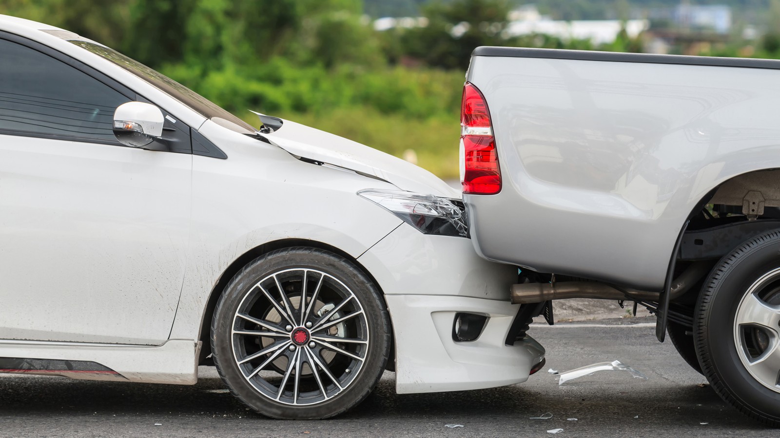 Car accident involving two cars on the street
