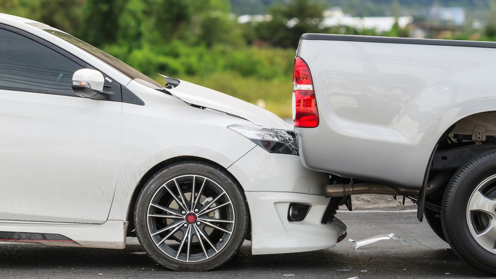 Car accident involving two cars on the street
