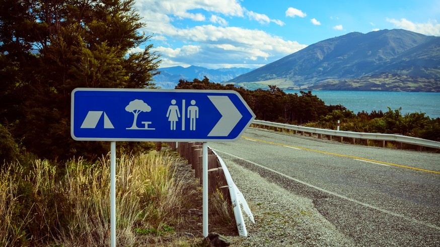Caravan and camping site tourist information sign