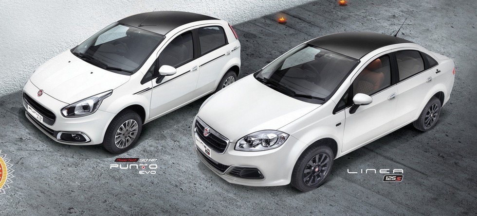 На фото: слева - Fiat Punto Evo Karbon Limited Edition, справа - Fiat Linea Royale Limited Edition