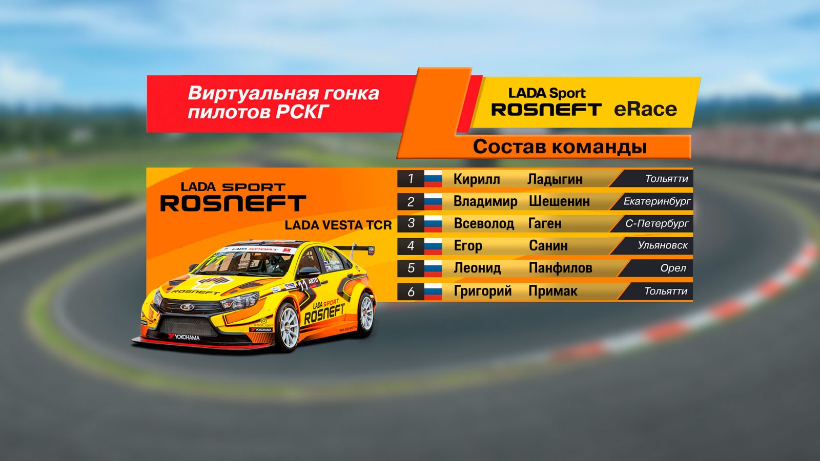 Победителем онлайн-гонки LADA Sport ROSNEFT eRace среди реальных пилотов стал Егор Санин