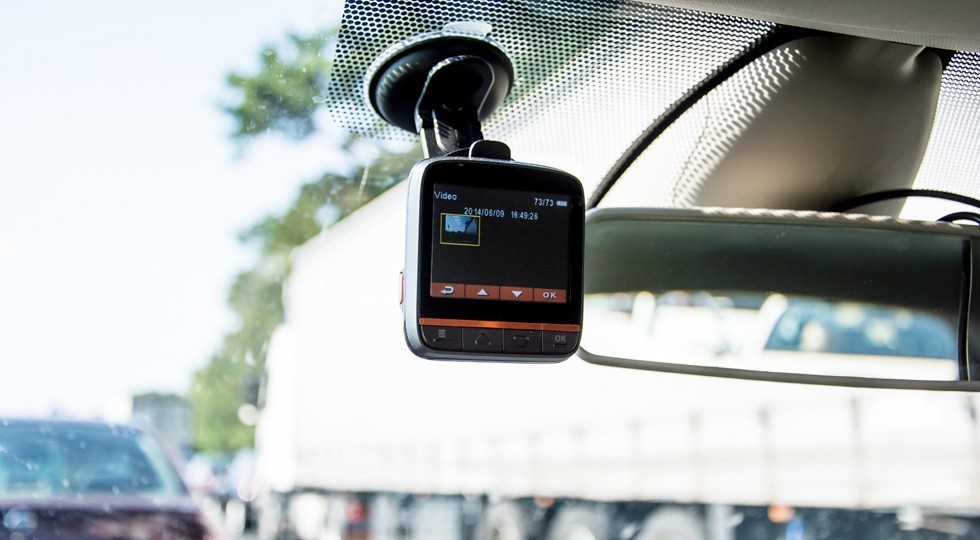 car video recorder instaled on the window