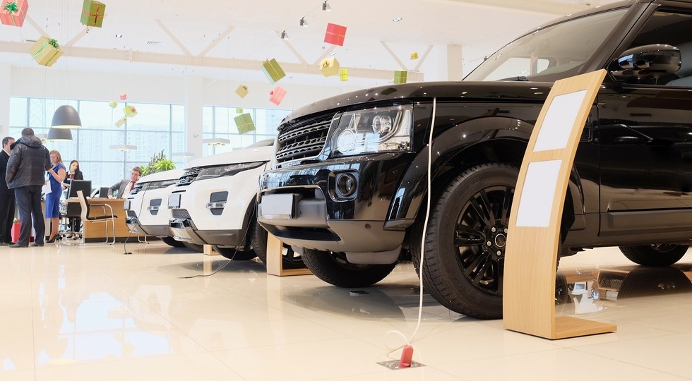 Moscow, Russia, December, 3, 2014: cars in a showroom of a car trading center in Moscow, Russia