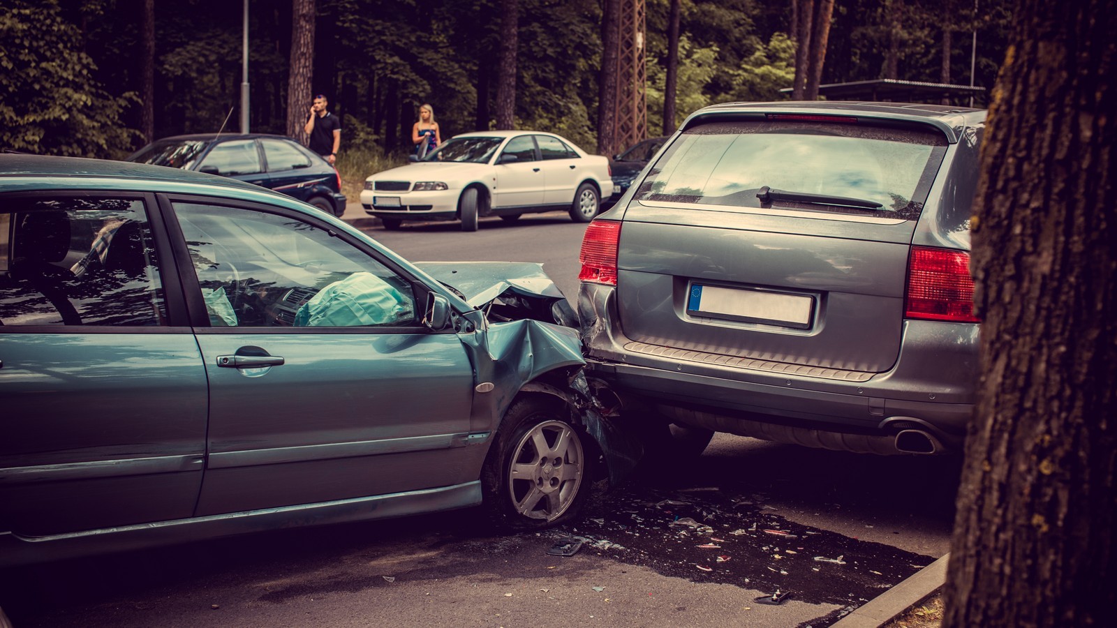 Cars accident on a road.