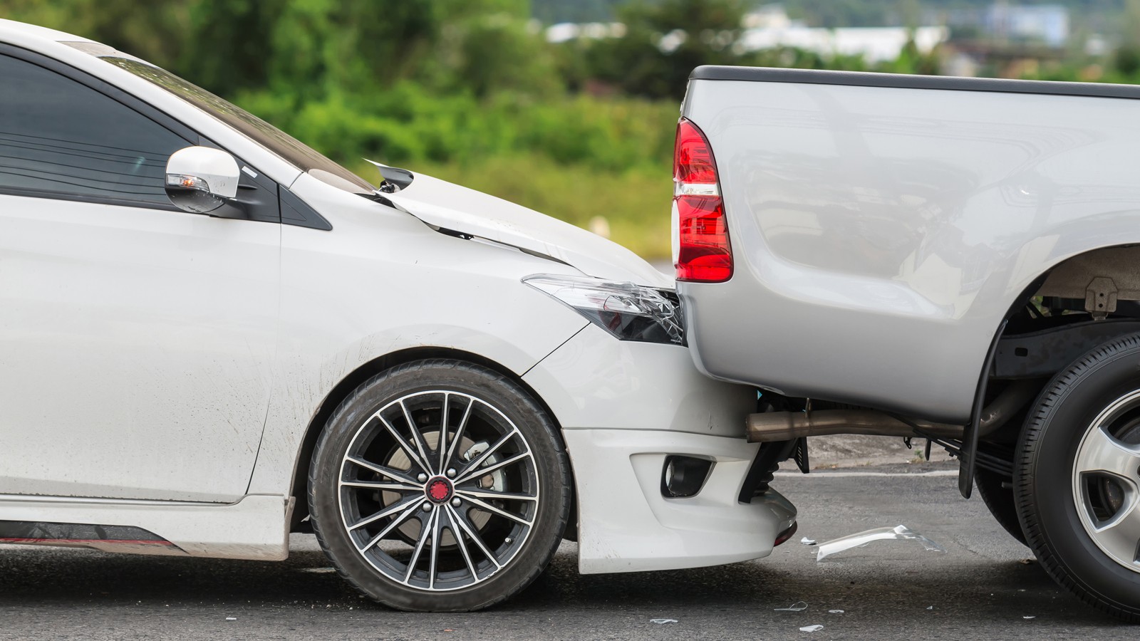 Car accident involving two cars on the street