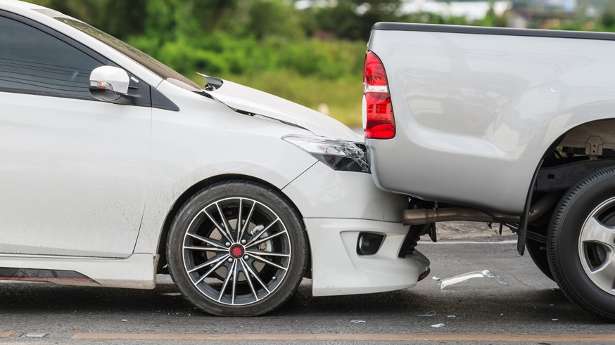 Car accident involving two cars on the street