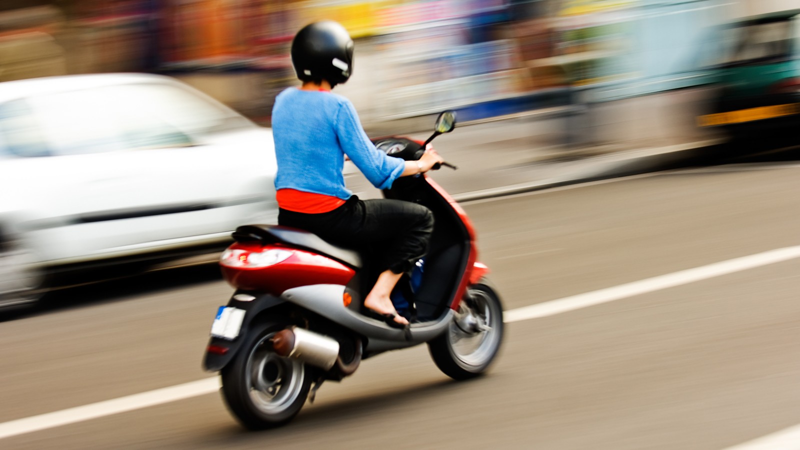 Riding a scooter