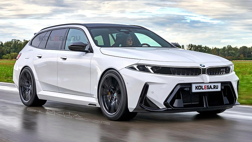 Рендеры обновлённого универсала BMW M5 Touring с двумя вариантами передней части