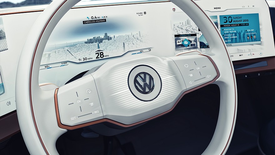 На фото: салон концепта Volkswagen BUDD-e