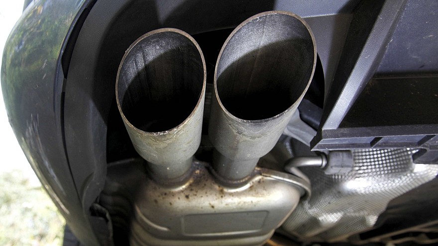 File photo of the exhaust system of a Volkswagen Passat TDI diesel car in France