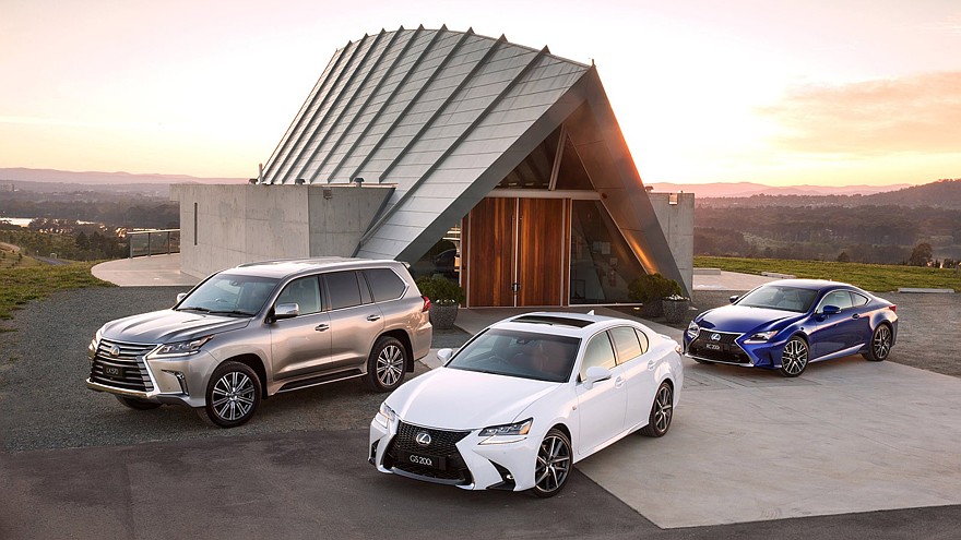 2015 Lexus GS 200t F Sport (front), LX 570 (left) and RC 200t (rear)