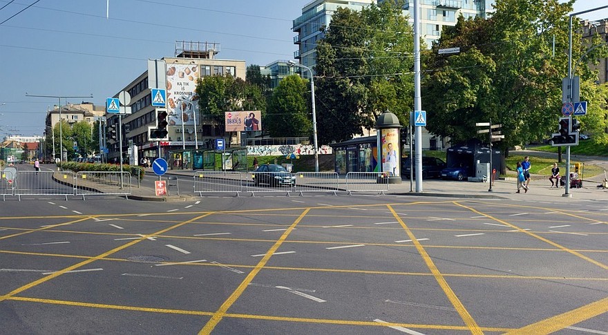 new yellow intersection marking