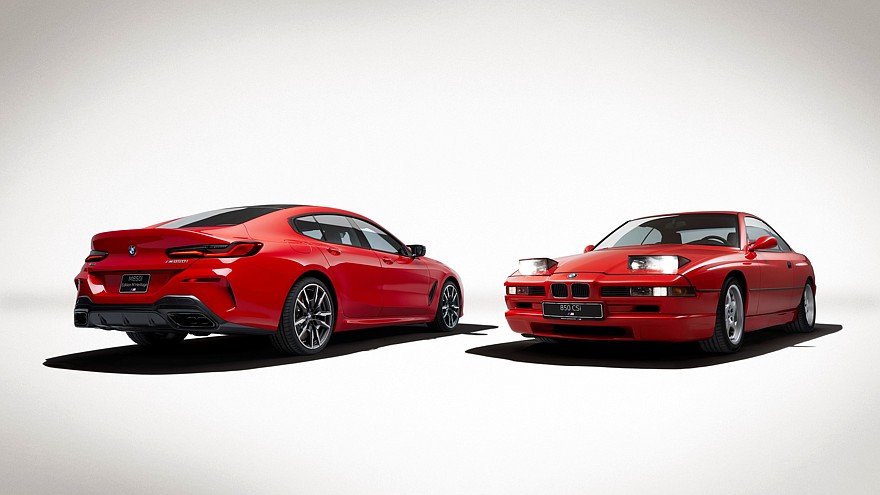 Лимитированная BMW M850i Edition M Heritage для американского рынка рядом с BMW 850 CSi поколения E31