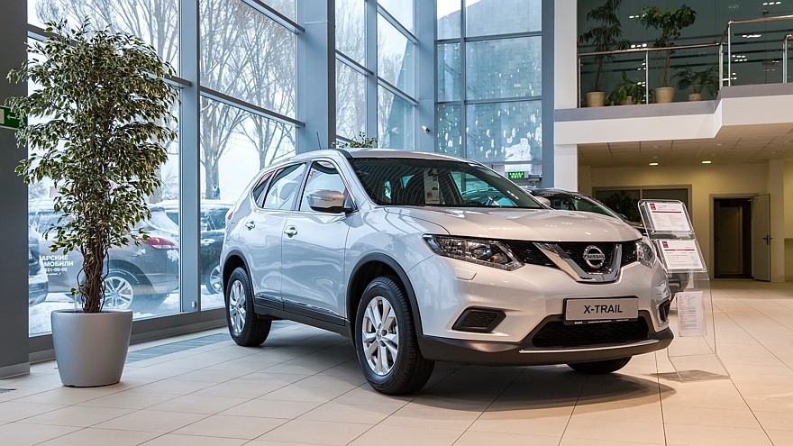 Inside in the office of official dealer Nissan. New Nissan X-Trail