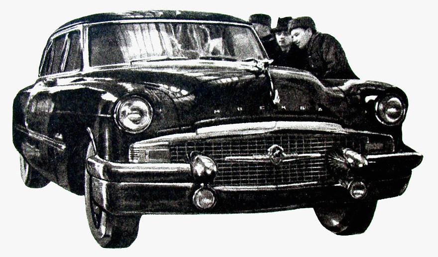 Автомобиль высшего класса ЗИС-111 «Москва» в одном из павильонов ВСХВ (ныне — ВДНХ). 1956 год