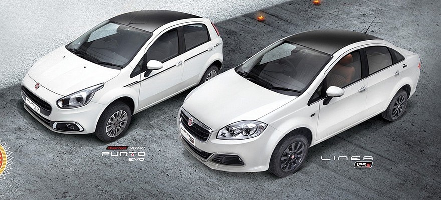 На фото: слева — Fiat Punto Evo Karbon Limited Edition, справа — Fiat Linea Royale Limited Edition