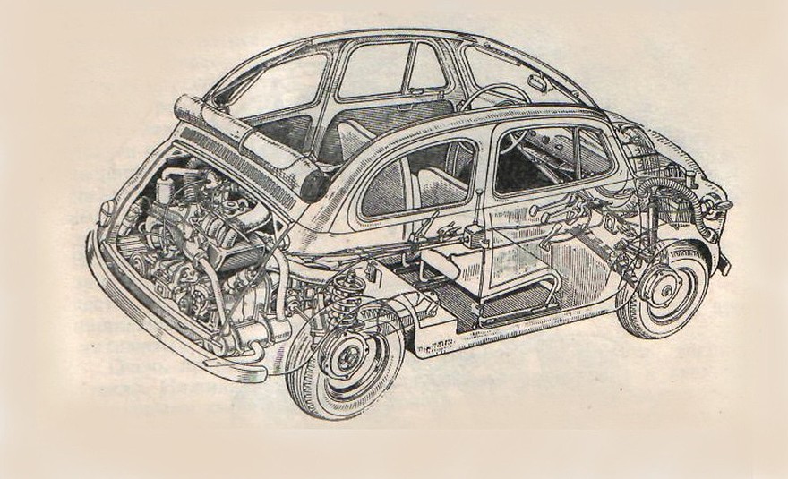 Fiat 500 — практически уменьшенный двойник шестисотки